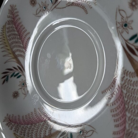 Allegro Vintage Pink Bone China Teacup & Saucer Set Gold Trim England - Picture 8 of 16